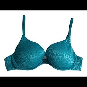 Victoria Secret Push Up Bra Turquoise Leopard Bra